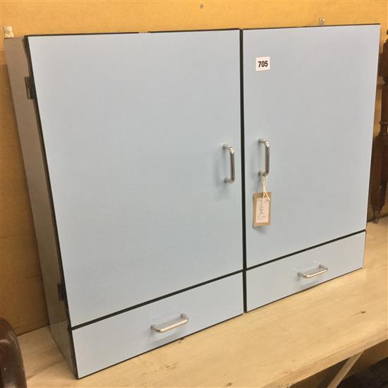 Blue 1960s formica wall cabinet